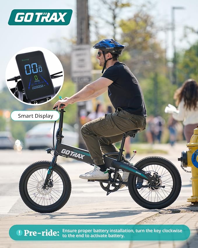 Gotrax 20" Folding Electric Bike with 40Miles (Pedal-assist1) by 48V Battery, 20Mph Power by Peak 500W, Adult Electric Bicycle with 5 Pedal-Assist Levels& LCD Display, Suitable for Commuting