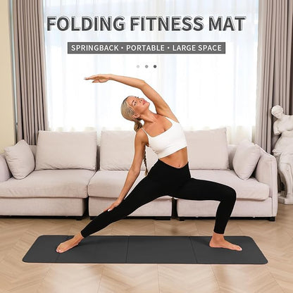 Foldable Yoga Mat - 10mm Extra Thick, 75"26" Non-Slip Exercise Fitness Mat | SGS Eco-Certified, Portable for Yoga/Pilates/Studio/Home Workout