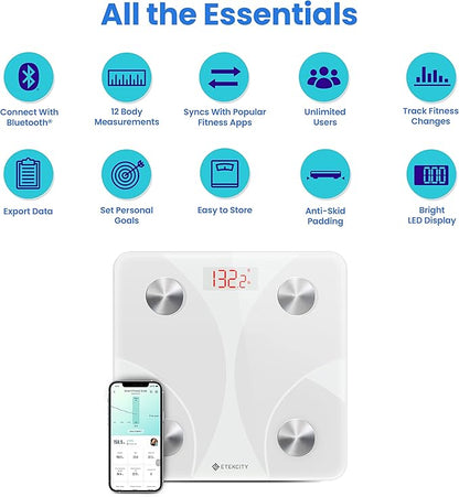 Etekcity Scale for Body Weight, Smart Digital Bathroom Weighing Scales with Body Fat and Water Weight for People, Bluetooth BMI Electronic Body Analyzer Machine, 400lb