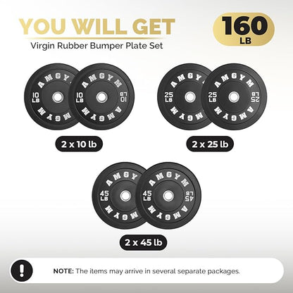 2 Inch Bumper Plates，10-500lbs，Barbell Rubber Olympic Weight Plates Set for Home Gym, Strength Training & Weight Lifting, Multiple Options Colors