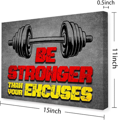 Gym Quotes Wall Art,Inspirational Workout Wall Decor,Be Stronger Than Your Excuses Canvas Wall Art for Home Gym Exercise Fitness Room
