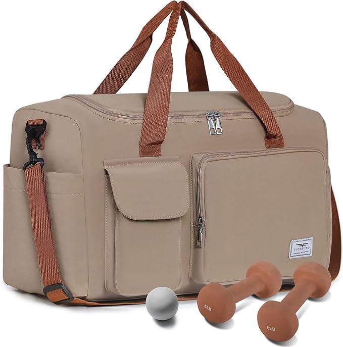 FIORETTO Women's Gym Duffle Bag with Shoes Compartment, 37L Capacity, Ideal for Travel, Gym, Sports, Duffel, Weekender