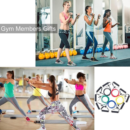 15 Pcs Resistance Bands with Handles for Home Workouts, Exercise Bands Set for Physical Therapy, Strength Training & Fitness for Women and Men