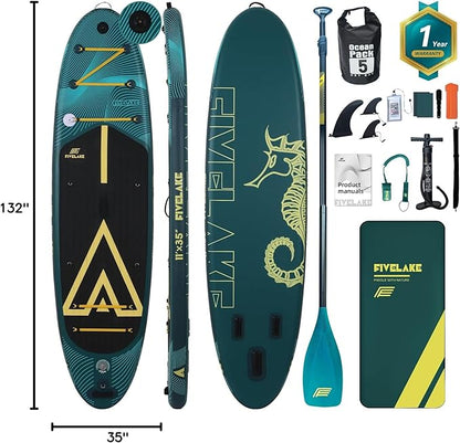 Inflatable Stand Up Paddle Board 11' x 35'' x 6'' Wide Stable Design,SUP Paddleboard Capacity 430lb for Adults Youth 120L Backpack,Carrying Strap,Double Action Pump,Waterproof Bag