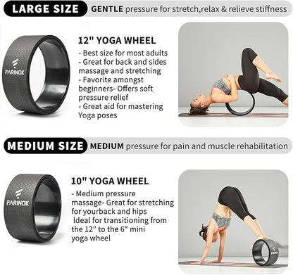 Yoga Wheel for Back Pain Relief, Back Roller Wheel with Extra Cushion, Wider & Thickest Foam, Stretches and Strengthens Core Muscles