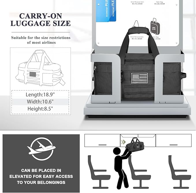 ETRONIK Gym Bags for Men Women, Tactical Duffle Bag Backpack with Shoe Compartment, 3 in 1 Carry on Travel Backpack with Wet Pocket, Weekender Overnight Range Bag for Workout Football Gym, Grey