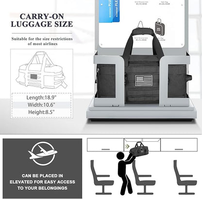 ETRONIK Gym Bags for Men Women, Tactical Duffle Bag Backpack with Shoe Compartment, 3 in 1 Carry on Travel Backpack with Wet Pocket, Weekender Overnight Range Bag for Workout Football Gym, Grey