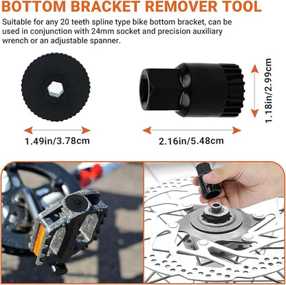 FOUUAAOOU Bike Tools Kit, Has 3 in 1 Bike Cassette Removal Tool, Bike Pedal Wrench, Bicycle Crank Removal Tool, Bottom Bracket Remover and Rotor Lockring Removal Tool, Bike Repair Tool Set