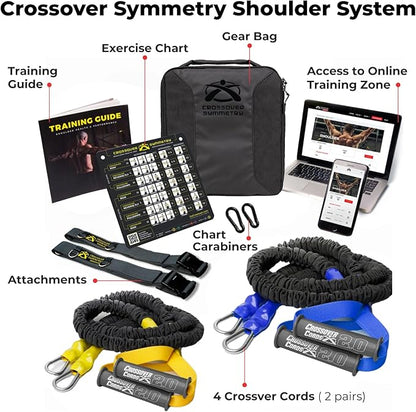 Crossover Symmetry Shoulder System Includes Two Sets of Resistance Bands Attachments Training Guide Exercise Chart Online Workouts for Home Fitness Rehab Rotator Cuff Exercises
