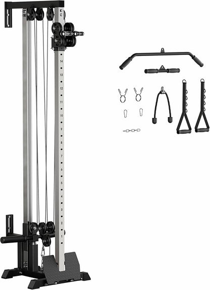 Fitness Wall Mount Cable Crossover Machine – Multi-Functional Dual Pulley System, Home Gym Equipment with Commercial-Grade Steel Frame and 400 lb Load Capacity for Home Gym.