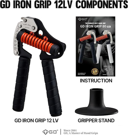 GD IRON GRIP Grip Strength Trainer Adjustable Hand Gripper Strengthener Hand Grip Exerciser Wrist Strengtheners Silent & Durable – Forearm, Finger & Hand Strength Training for Athletes, Climbers & Rehabilitation