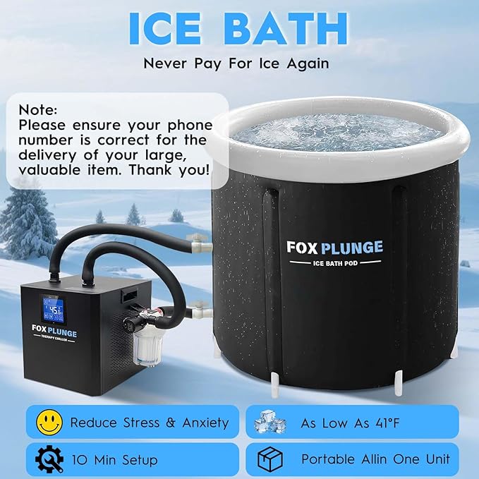 FOXPLUNGE Cold Plunge Chiller 1/2HP - 132 Gallons Water Chiller for Ice Bath Tubs with 2 Water Pumps, Filter & Hose, Remote Control, Quiet Cooling System for Home Muscle Recovery Use