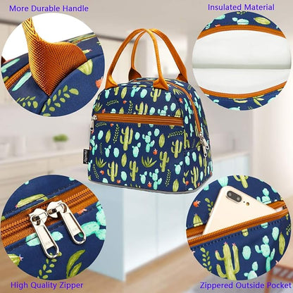 FlowFly Insulated Lunch Cooler Bag - Tote Bag Organizer for Women/Men, Cactus