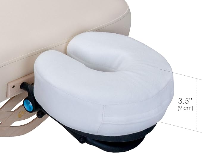 EarthLite Massage Face Cradle Cushion Memory Foam - Massage Table & Massage Chair Headrest Pillow w/Washable Fleece Cover, White