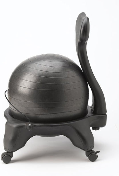 Gaiam Classic Balance Ball Chair – Ergonomic Stability Chair for Desk & Office | Yoga Ball Seat with Base, Air Pump, & Exercise Guide | Improves Posture & Core Strength (300 lb Capacity)