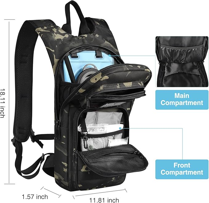 GENILU Tactical Hydration Backpack with 3L Water Bladder, Lightweight Molle Water Backpack Daypack for Men Women