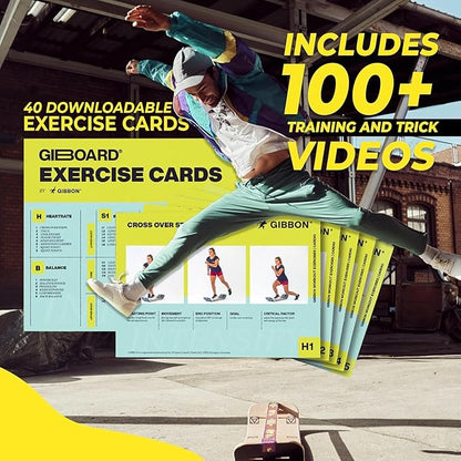 GIBBON SlackBoard - GiBoard Balance Board Kids & Adults - Slackline Balance Trainer - Slack Board Core Workout Equipment Home Gym Training - Standing Desk Exercise - Yoga, Agility, Pilates & More