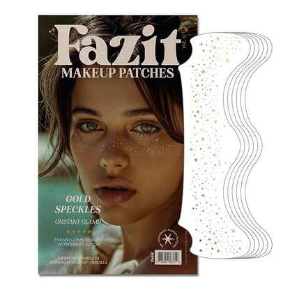 Fazit Makeup Patches - Gold - Face Glitter Makeup Speckles - Glow Up Makeup Patches - Face Glitter Speckles Patches - Cute Glitter Makeup Accessories for Women - Cosmetic Glitter for Face - 6 Count