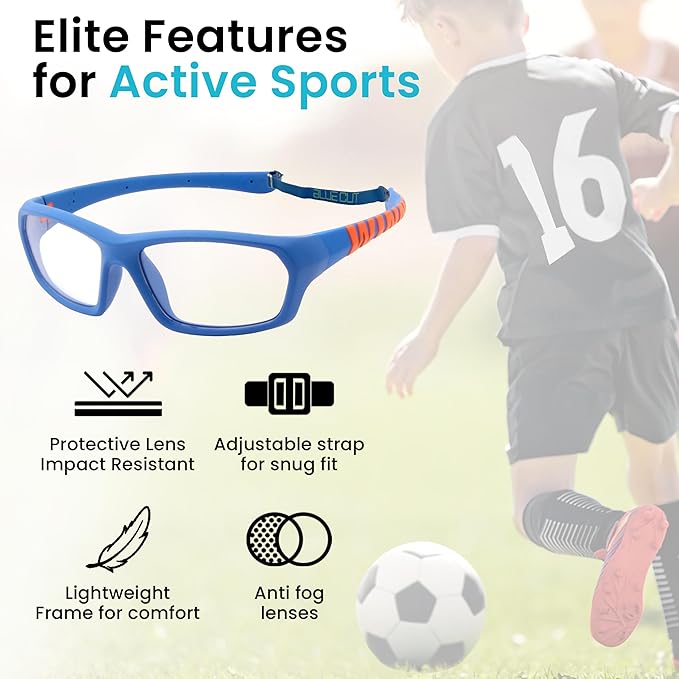 BLUE CUT Sports Protection Goggles, Anti-Fog Lenses Safety Glasses for Basketball, Pickleball and All Outdoor Sports