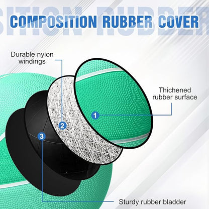 Jenaai 6 Pcs Rubber Basketballs Official Size Bulk Streetballs Multicolor Basket Balls with Pump Plain Basketball Set for Adult Youth Gifts Indoor Outdoor Training Games