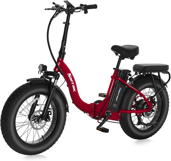 Fat Tire Folding Electric Bike, 48V & 624Wh Lithium Removable Battery, Peak 1100W Brushless Motor, Max Speed 28Mph, M5 Large LCD Display, Suspension, Step-Over/Thru Frame