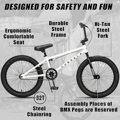 Freestyle BMX Bike, 18 20 Inch Kids Bicycle for 5-13 Years Old Kids and Beginner Level Rider, Multiple Colors