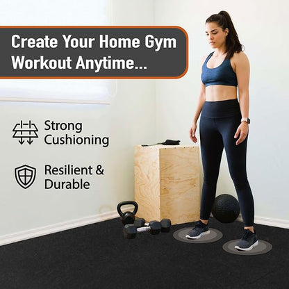 0.56in Thick 24 Sq Ft Exercise Equipment Mats 6 Tiles