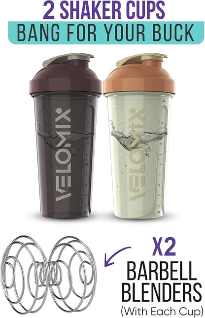 '-2 Pack- 28 oz Protein Shaker Bottles for Protein Mixes - 2x Wire Whisk | Leak Proof Shaker Cups for Protein Shakes | Protein Shaker Bottle Pack | Shakers for Protein Shakes-Mixed Color