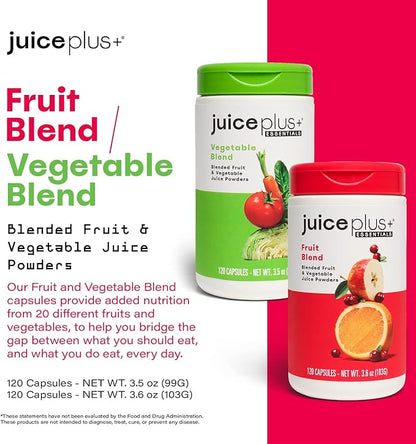 JuicePlus+ Fruit and Vegetable Blend: for Solid Nutritional Foundation - Boost Family's Health with 20 Fruits & Veggies Plus Plant Nutrients - Prepacked 2 Bottles (60 Servings of Fruit, 60 of Veg)