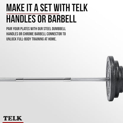 TELK – Adjustable Dumbbell Set – Home Gym Weight Set with Baked Enamel Cast Iron Plates – Space-Saving Free Weights for Strength Training