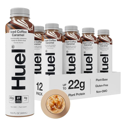 Huel Ready-to-Drink | Iced Coffee Caramel Meal Replacement Shake | High Protein Drink | Nutritionally Complete, Low Sugar, Plant Based, Vegan, Healthy | 20g Protein Per Bottle, 16.9 Fl Oz, 12 Pack