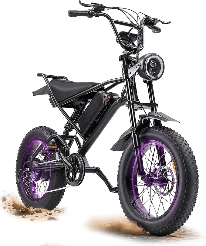 Electric Bikes for Adults,50-120Miles by Pas Ebikes,1000/15000W,720/1440WH E Dirt Bike,Shemano 7-Speed E Bikes,20'*4.0 Fat Tire Ebike,Dual Disc Brake Electric Motorcycle