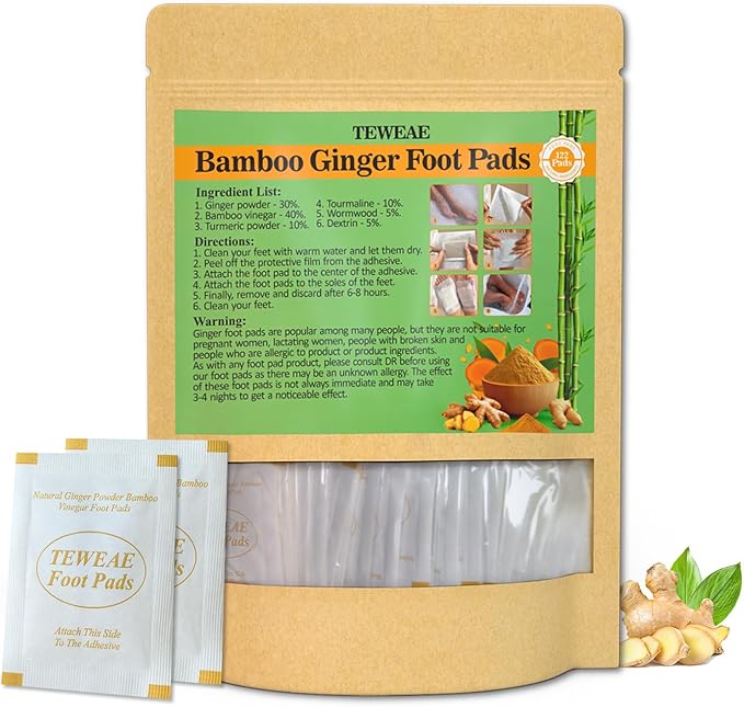 Foot Pads - 122 Pads Pure Natural Ginger Powde Bamboo Vinegar Pad, Goodnight FootPads for Travel or Home Use