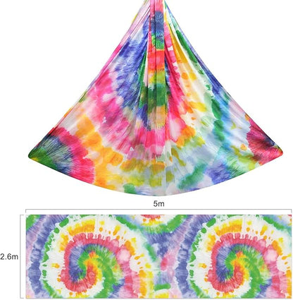 F.Life Aerial Yoga Hammock kit- Yoga Swing Multicolor 5 yards-Flying Yoga Include Daisy Chain,Carabiner and Pose Guide