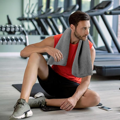 Microfiber Gym Towels for Working Out, Quickly Dry Yoga Towels for Men & Women Tennis, 16 Inch x 27 Inch, 6 Pack, Grey