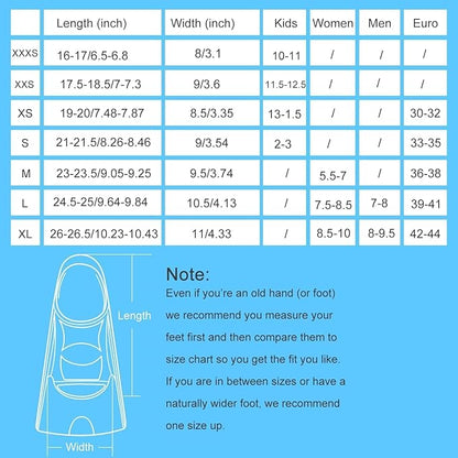 Gintenco Swim Fins, Kids Swim Training Fins for Lap Swimming, Travel Size Flippers with Mesh Bag, Silicone Swimming Fins for Kids Teens Adults Women Men