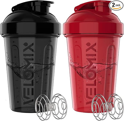 '-2 Pack- 20 oz Protein Shaker Bottles for Protein Mixes - 2x Wire Whisk | Leak Proof Shaker Cups for Protein Shakes and Pre Workout | Protein Shaker Bottle Pack