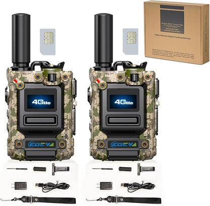 2Pcs 4G Camo Walkie Talkie for Adults,Long Range 4G 1000 Mile Rechargeable Two-Way Radios 3-Day Battery Runtime Ideal for Hiking,Camping,Work,and Emergency Use Portable Two-Way Outdoor Radio(SIM Card)