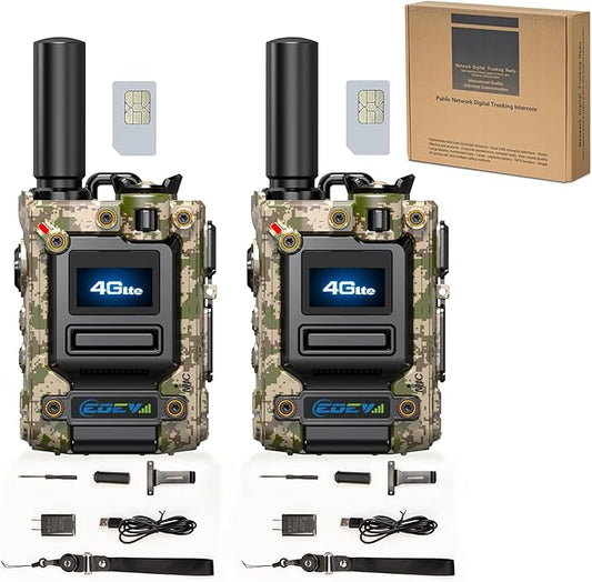 2Pcs 4G Camo Walkie Talkie for Adults,Long Range 4G 1000 Mile Rechargeable Two-Way Radios 3-Day Battery Runtime Ideal for Hiking,Camping,Work,and Emergency Use Portable Two-Way Outdoor Radio(SIM Card)