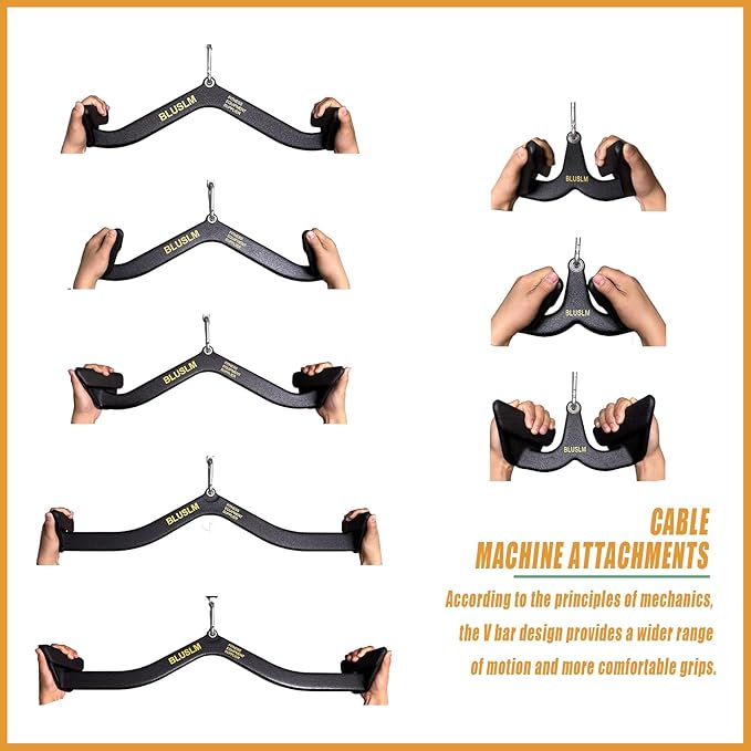 Lat Pulldown Bar - T Bar Row & Tricep Attachment for Home Gym Exercise