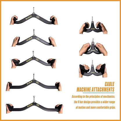 Lat Pulldown Bar - T Bar Row & Tricep Attachment for Home Gym Exercise