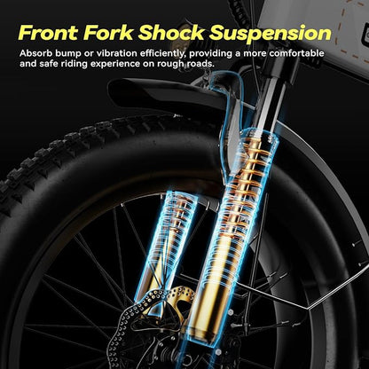 Foldable Electric Bike for Adults, 30+MPH, 48V 20Ah Removable Battery up to 80Miles, 20" Fat Tire Peak 1000W Motor Dirt Ebike Adult Electric Bicycle for City Commute Beach Mountain Adventurous E Bike