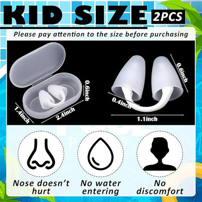 2 Pack Nose Plugs for Swimming for Adults and Kids (Age 7-12), Waterproof Soft Silicone Swimming Protectors Nose Block Nostril Plugs for Swimmers Surfers Water Sports