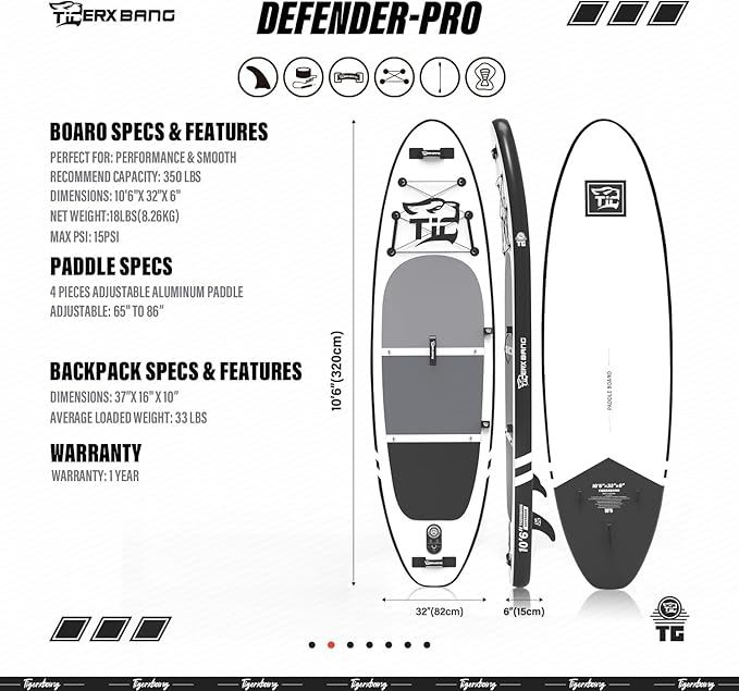 Inflatable Paddle Board with Premium SUP Board Accessories, Allround Paddle Boards for Adults/Kids,Stand Up Paddle Board Defender Collection