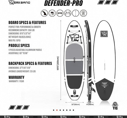 Inflatable Paddle Board with Premium SUP Board Accessories, Allround Paddle Boards for Adults/Kids,Stand Up Paddle Board Defender Collection