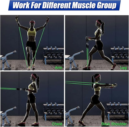 Resistance Bands Set, Himaly Exercise Bands Strength Training Fitness Bands Workout Elastic Bands with Legs Ankle Straps, Door Anchor, Handles & Carry Bag for Home Outdoor Workouts