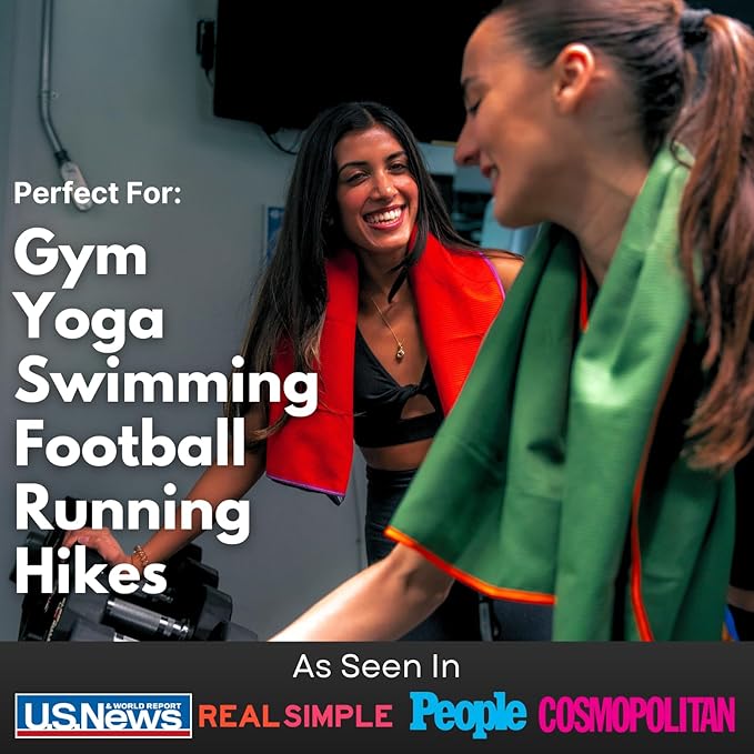 ECCOSOPHY Microfiber Beach Towel – Quick Dry Gym Towel, Highly Absorbent with Ribbed Texture, Lightweight – Ideal for Travel, Pool, Yoga, Fitness & Outdoor Adventures – 40x20 Cherry