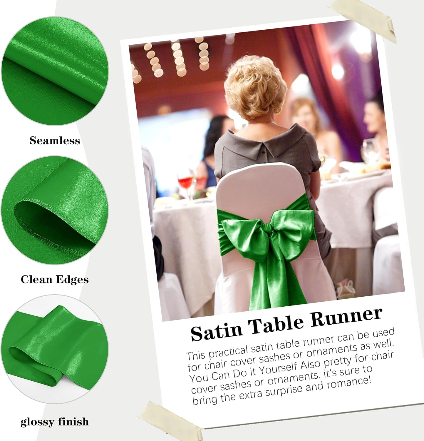 10 Pack Satin Table Runner 12 x 108 Inch Long Emerald Silk Table Runner for Wedding Party Banquet Birthday Decoration