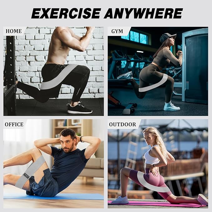 12 Pcs Fabric Resistance Bands for Working Out Booty Workout Stretch Exercise Bands Non Slip for Legs Squat Resistance Loop for Women Men Starter Butt Hip Thigh Fitness