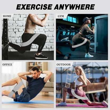 12 Pcs Fabric Resistance Bands for Working Out Booty Workout Stretch Exercise Bands Non Slip for Legs Squat Resistance Loop for Women Men Starter Butt Hip Thigh Fitness